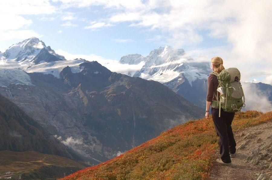 Trekker on the Tour du Mont Blanc trek