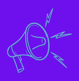 Illustration of a megaphone on a purple background