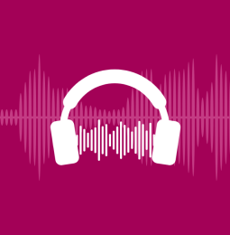 Illustration of headphones with a sound wave
