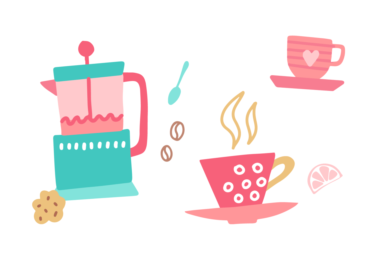 Drawings of tea cups for the Tea and Talk fundraising campaign