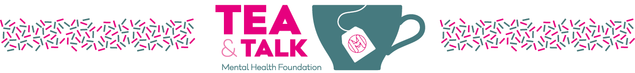 Tea & Talk logo and hundreds and thousands graphic